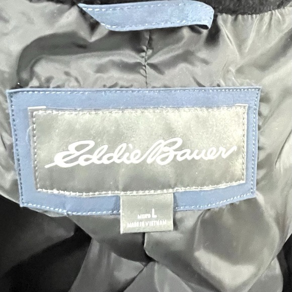 Eddie Bauer EB550 Down Vest Mens Size Large Navy Blue Quilted Puffer Full Zip - Picture 7 of 10